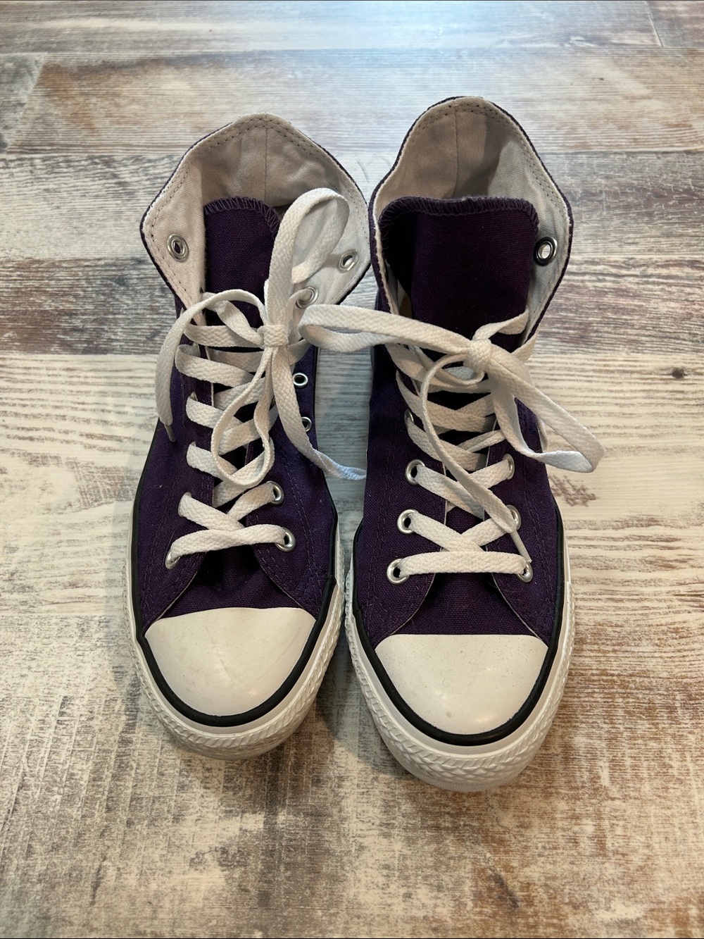 Converse High Top Sneakers in Purple and White